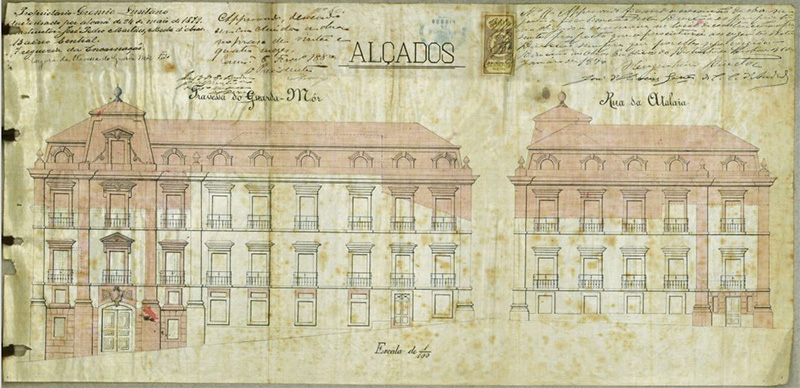 Projeto de arquitetura do Palácio, sede do Grémio Lusitano, 1879 (AML)